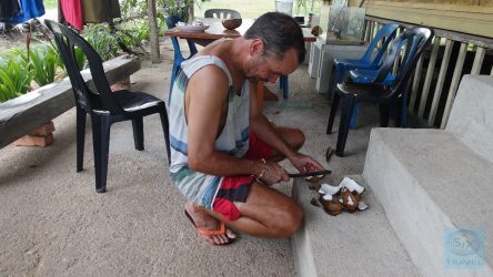 7 Kokosfleisch herausholen