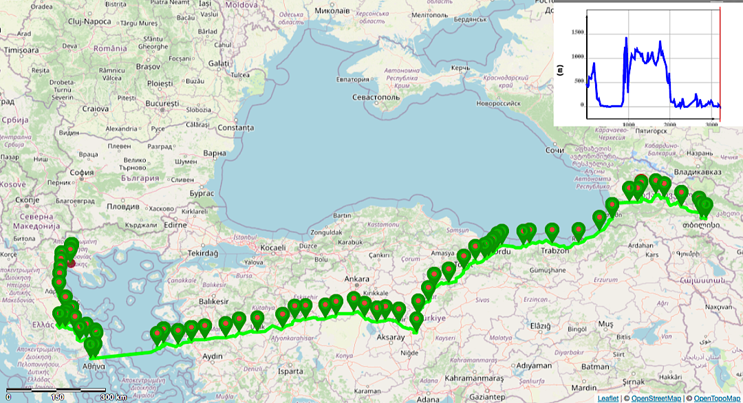 Unsere Route durch Georgien, die Türkei bis nach Griechenland - immer Richtung Westen